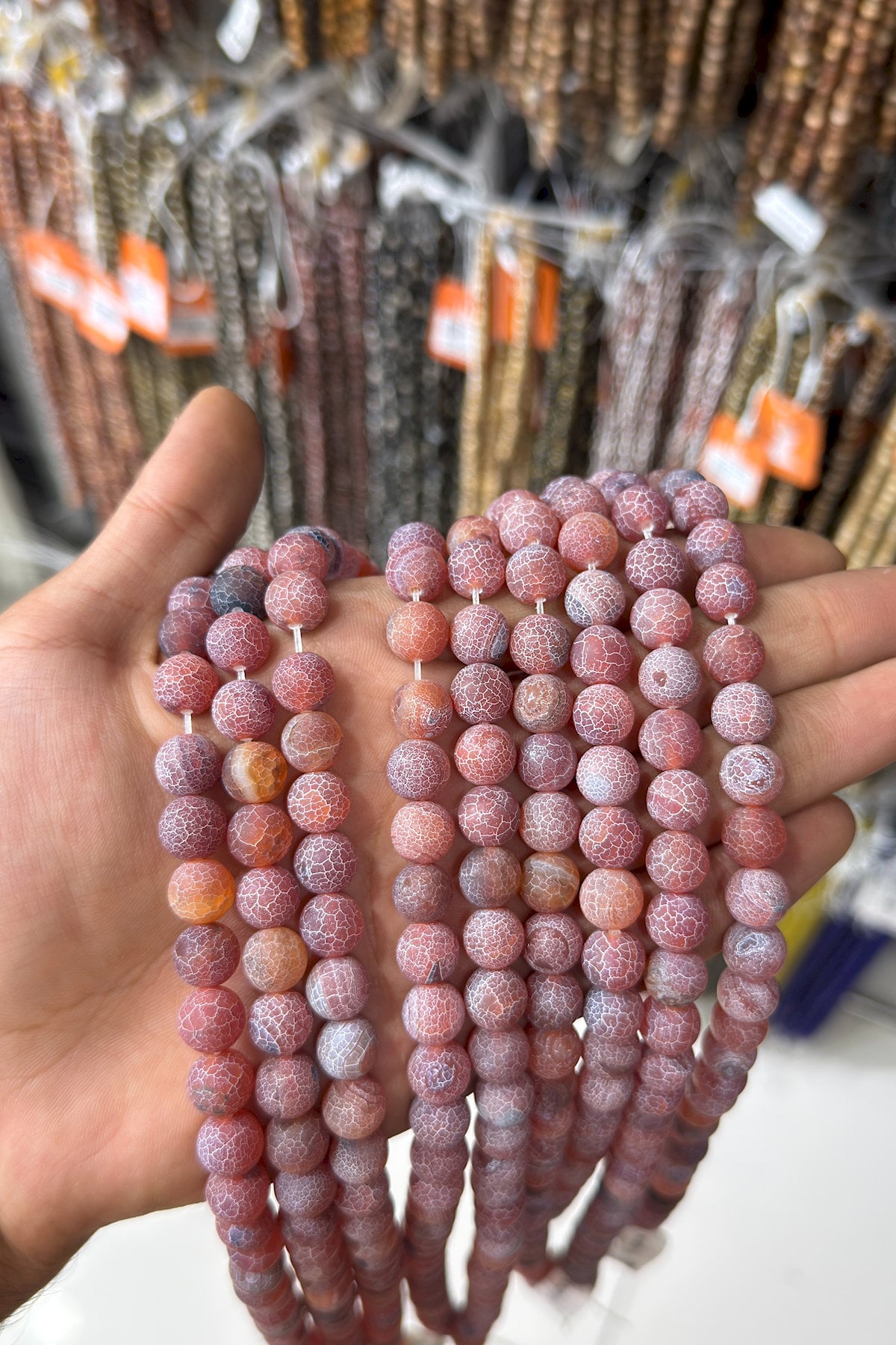 Cancer Agate Natural Stone Red Globe Cut 10mm String Of Beads