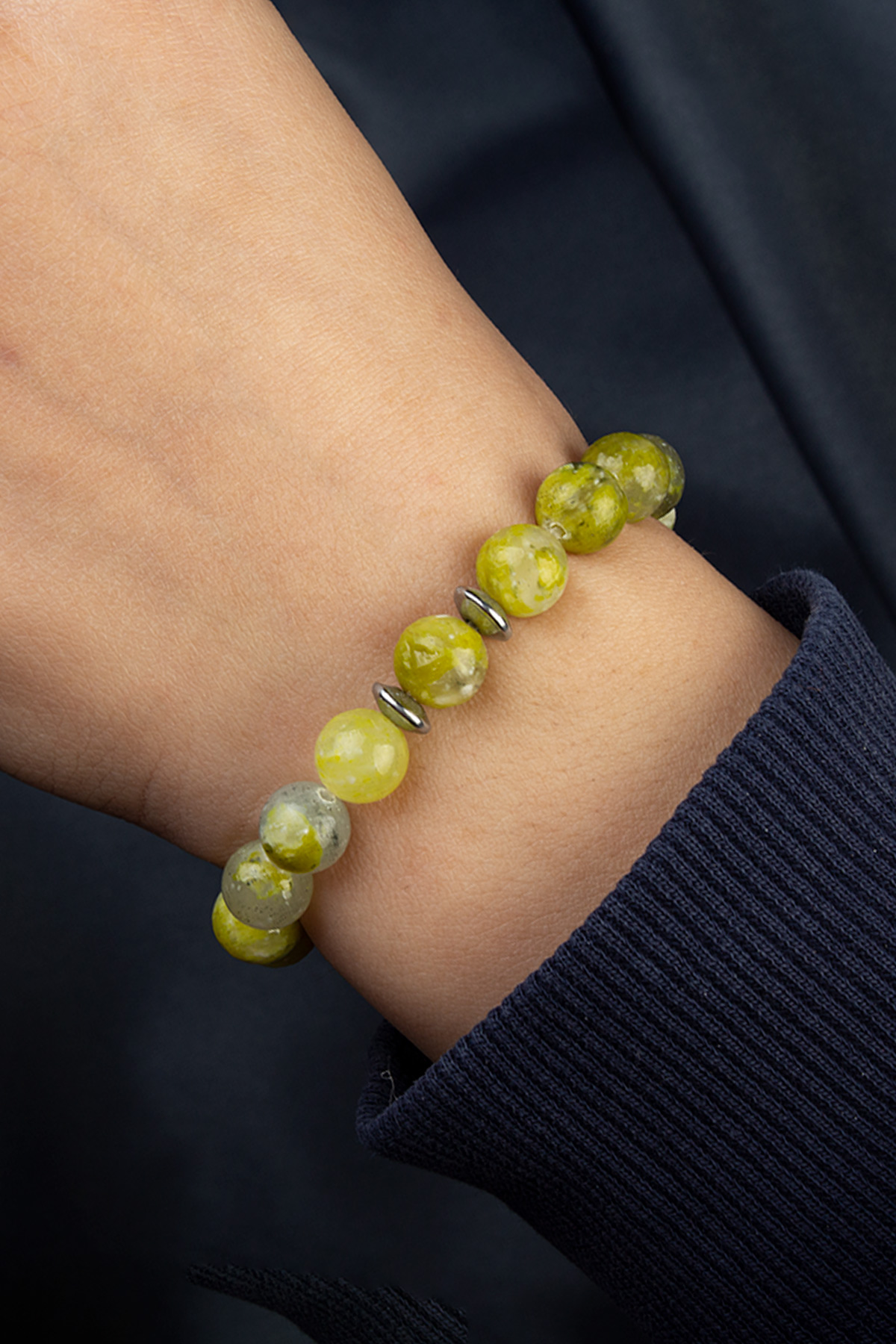 Yeşil Kuvars Doğal Taş Küre Kesim 8mm Bileklik