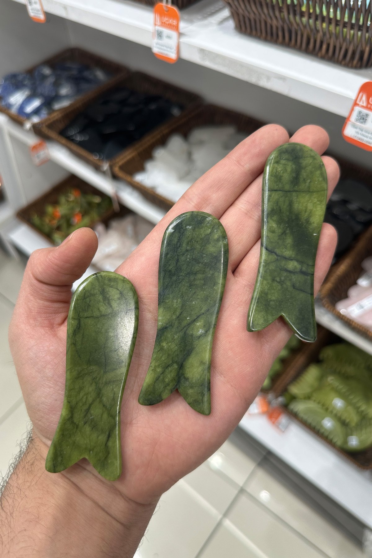 Yeşim Doğal Taş Gua Sha Balık Kesim Yüz Masaj Aleti