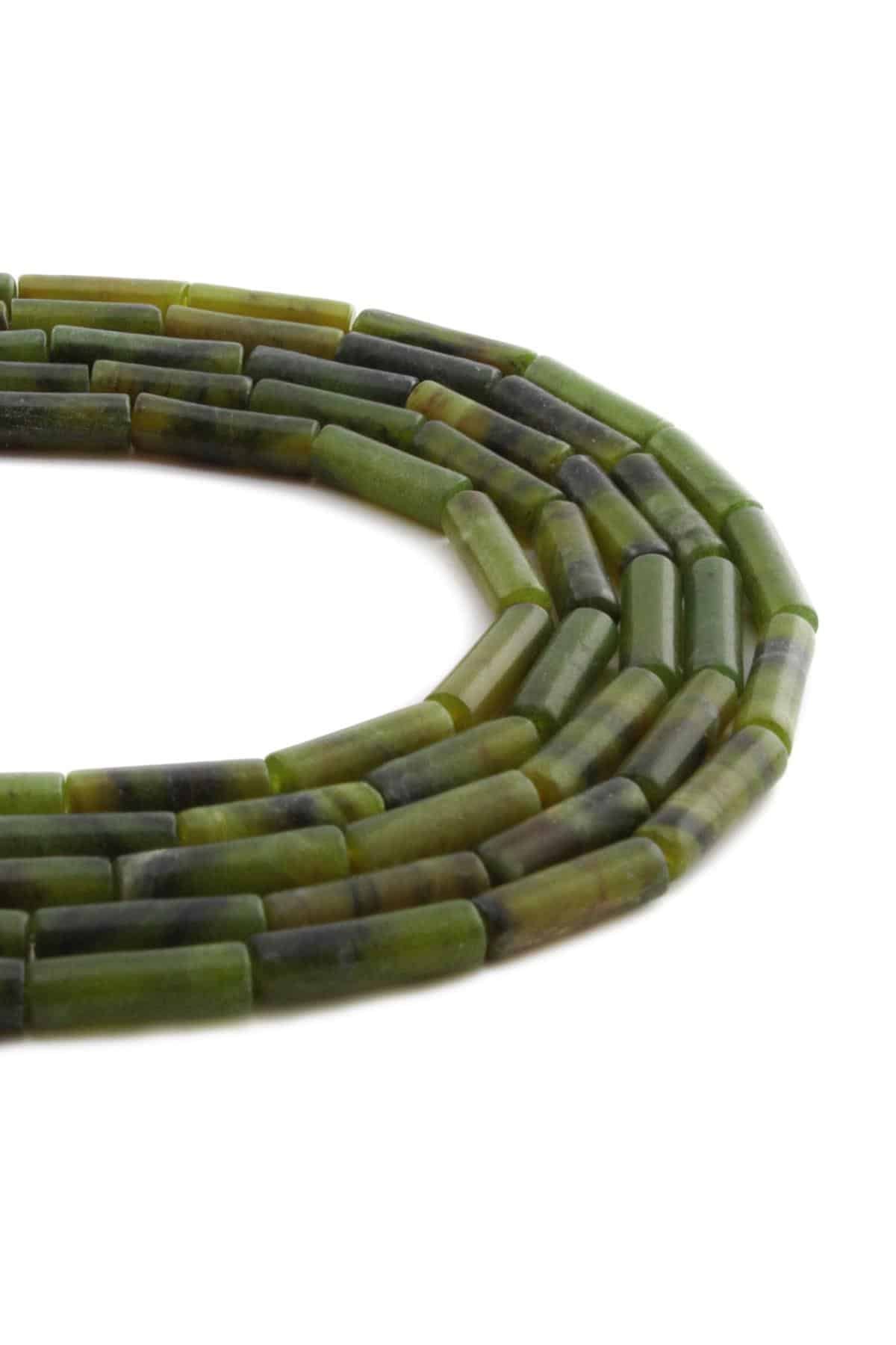 Yeşim Taşı Silindir Kesim Parlak 4x13mm Doğal Taş Dizi