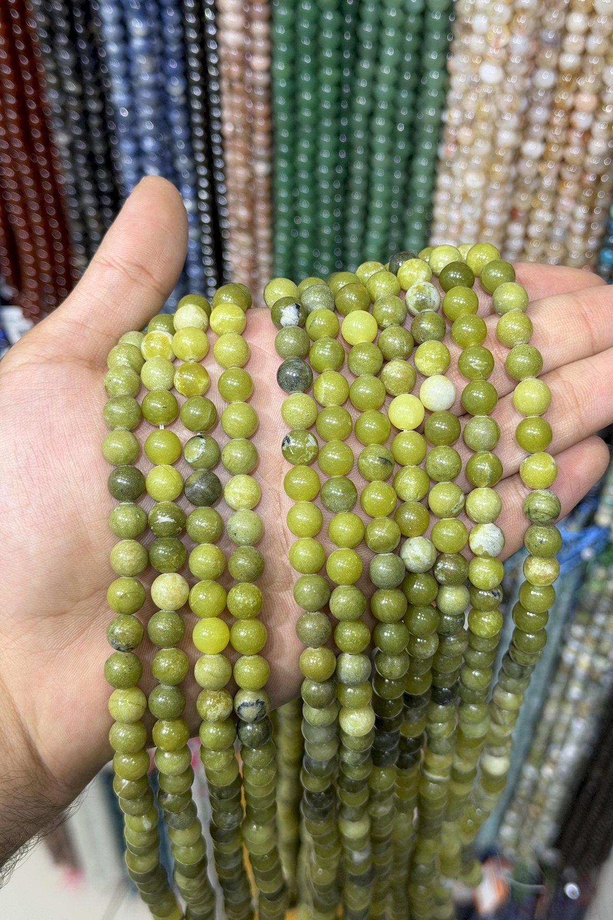 Yeşim Taşı Küre Kesim 8mm Doğal Taş Dizi