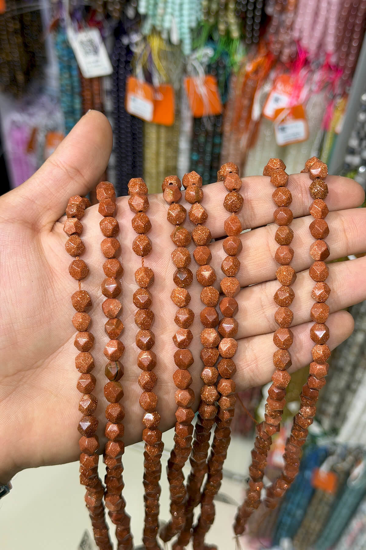 Yıldız Taşı Yıldız Hegzagonal Kesim Parlak Turuncu 8mm Doğal Taş Dizi [AA]