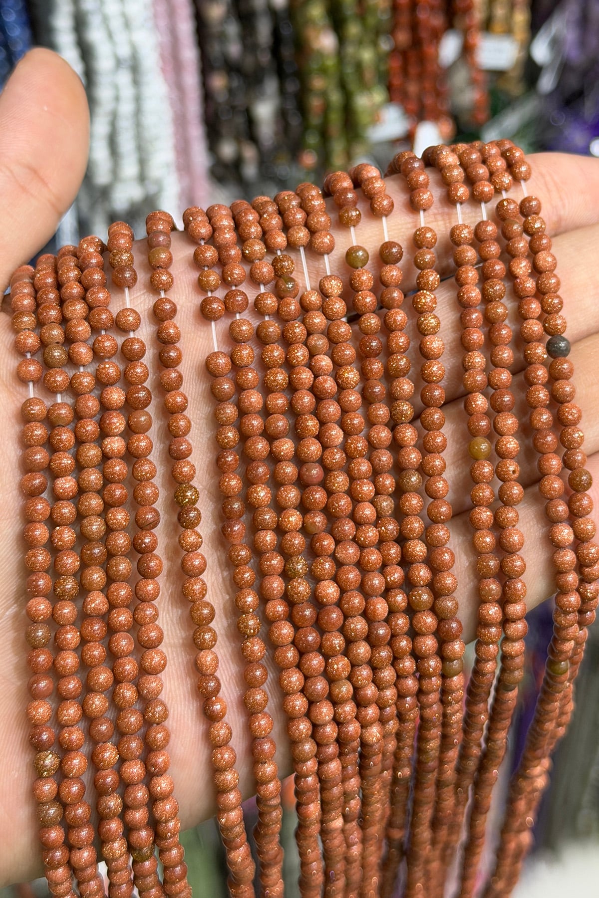 Star Stone Natural Stone Shiny Orange Globe Cut 4mm String Of Beads