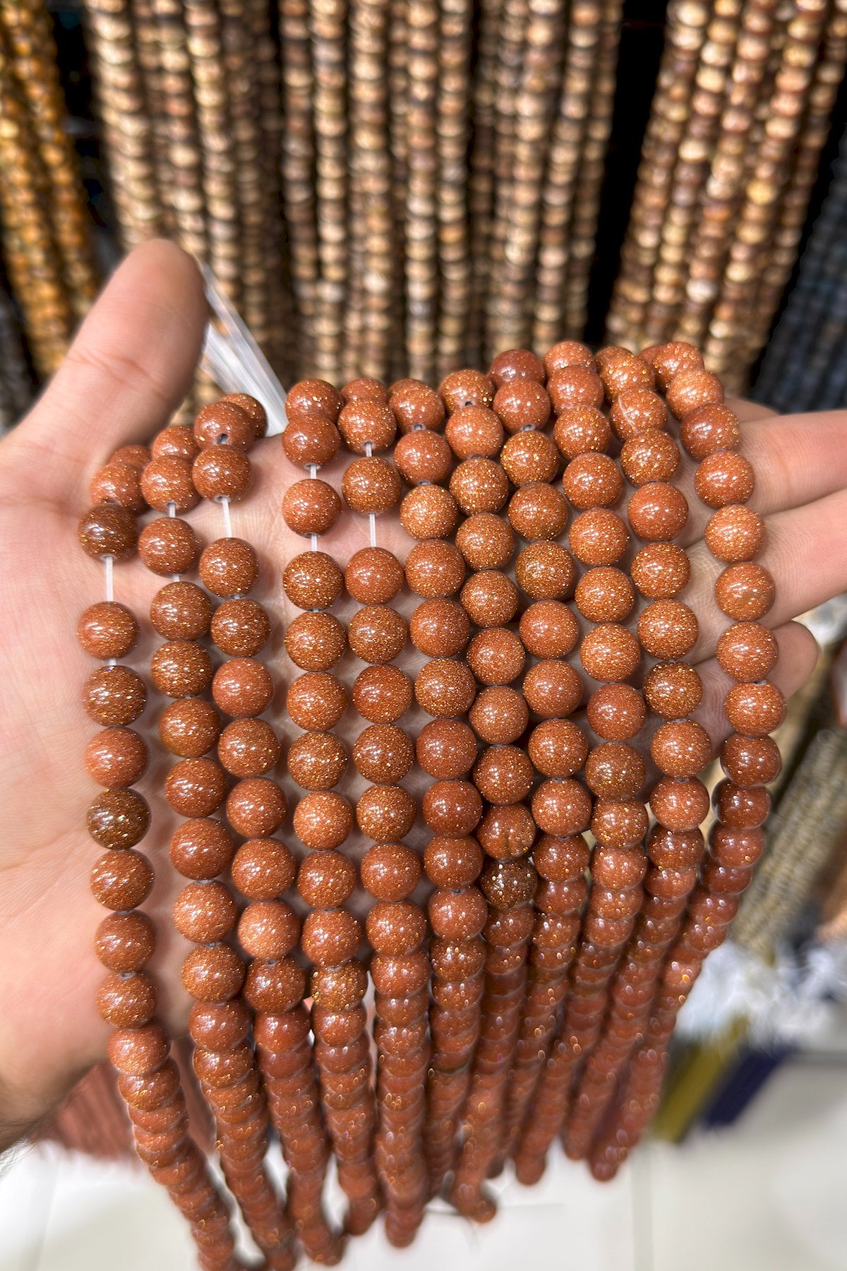 Star Stone Natural Stone Shiny Orange Globe Cut 10mm String Of Beads