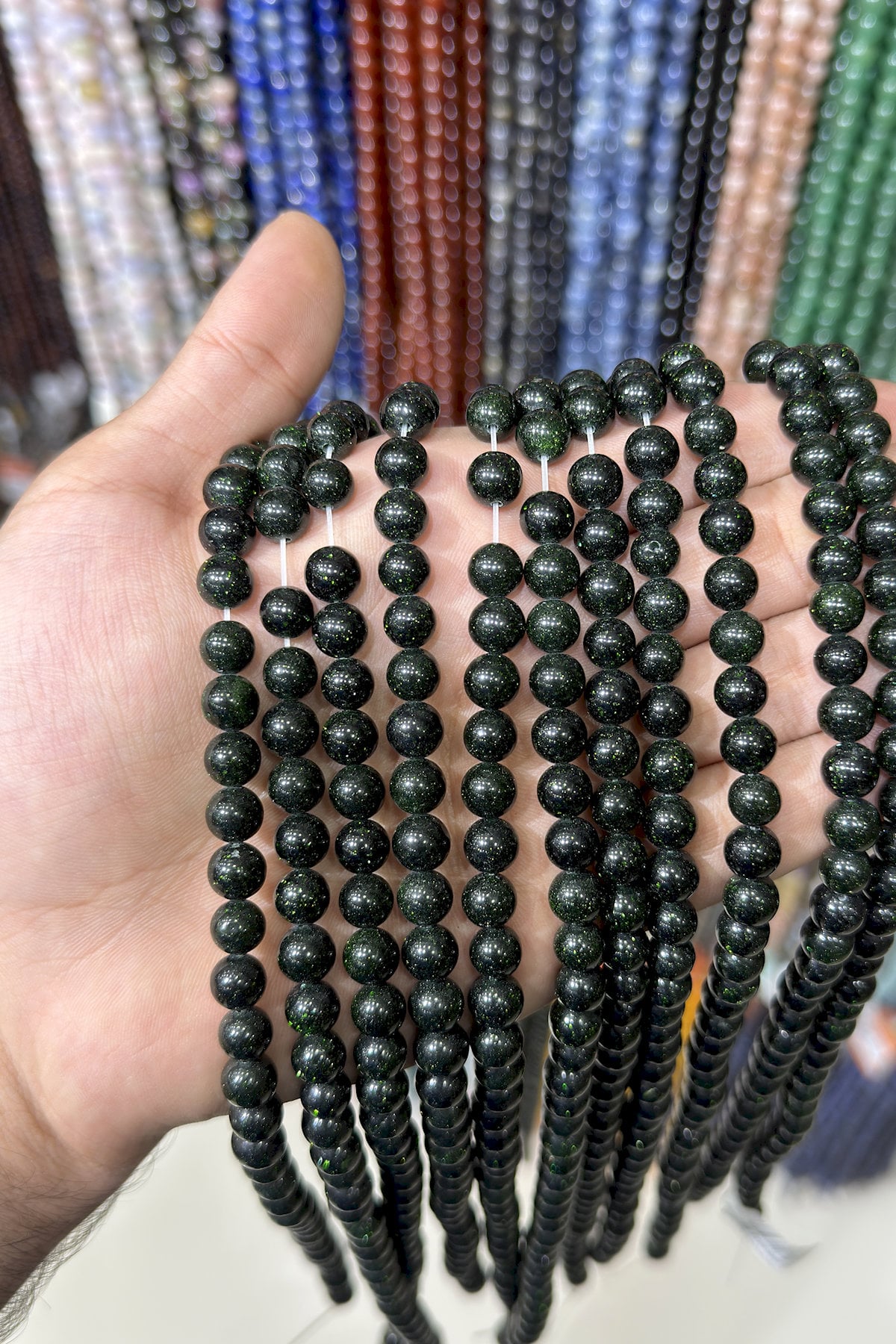 Star Stone Natural Stone Green Globe Cut 8mm String Of Beads