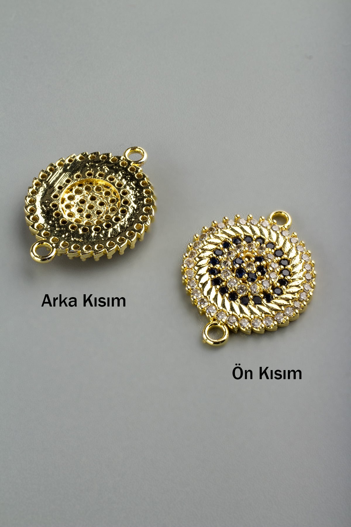 Zirkon Laci Gold Göbek Çiçek Figürlü 25mm Takı Aparatı - 5 Adet