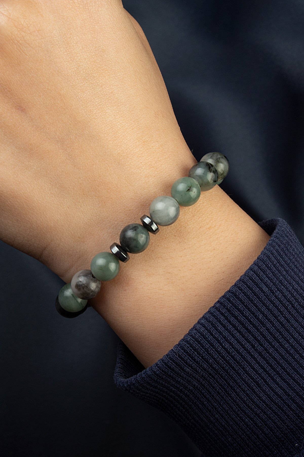 Zümrüt Doğal Taş Küre Kesim 8mm Bileklik