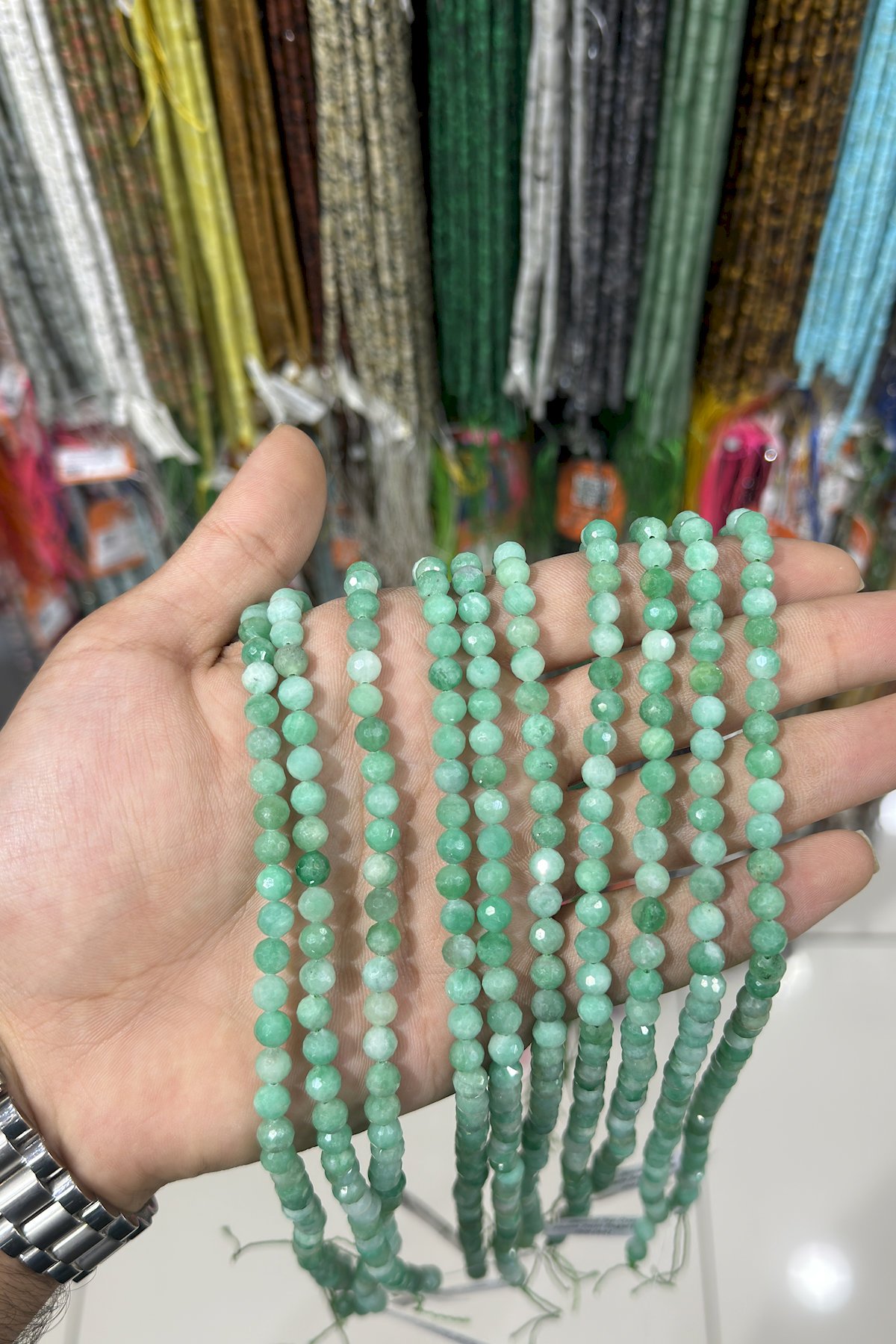 Zümrüt Taşı Özel Kesim 7mm Doğal Taş Dizi [AA]