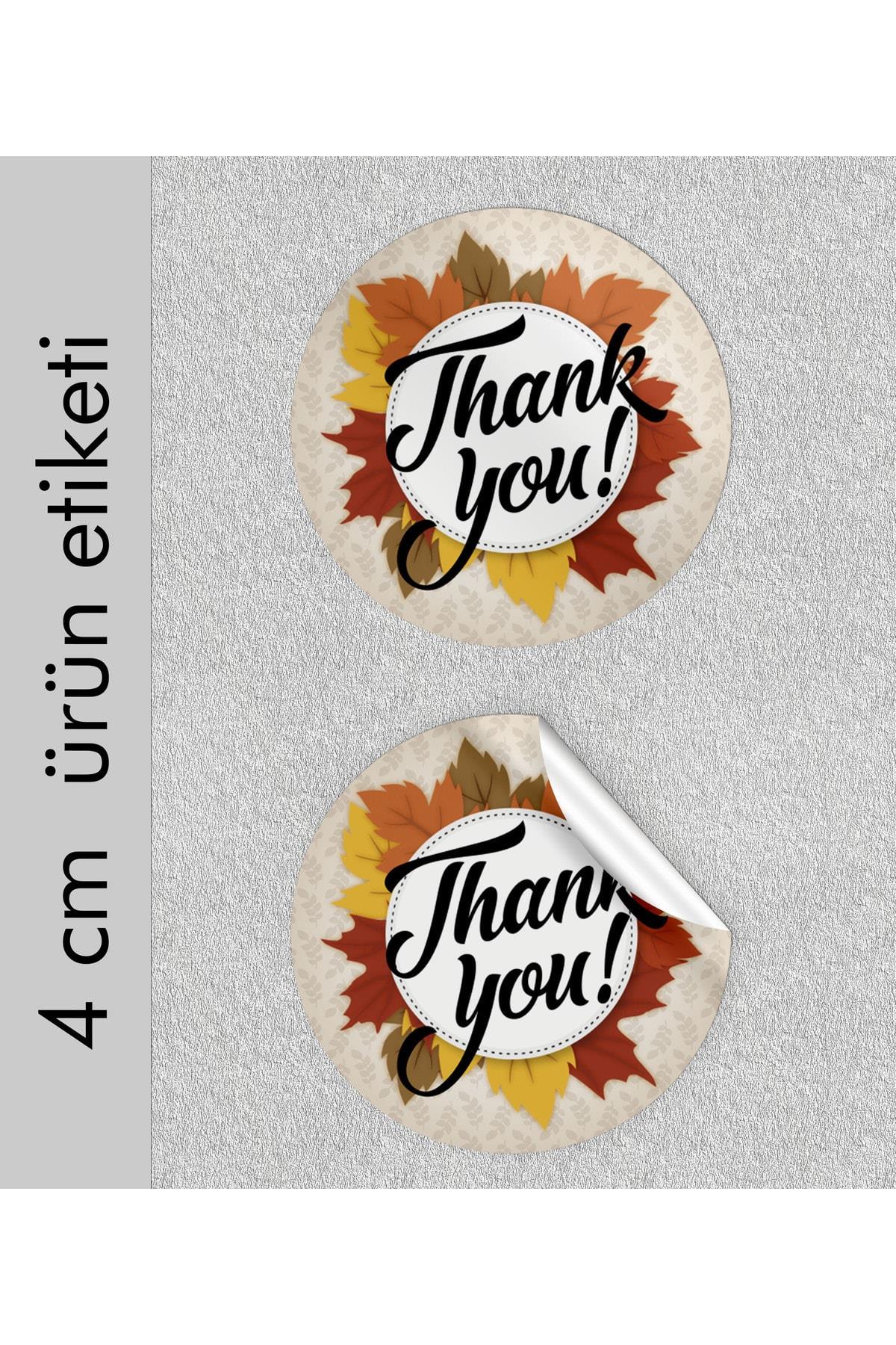 Thank You Yazılı Sticker Etiket 4x4 cm Yuvarlak Çiçek Desenli 70 Adet