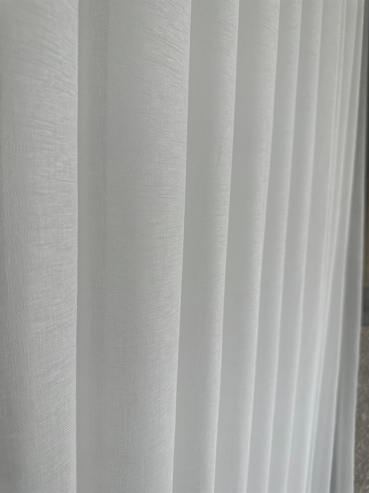 Foldet Keten 1.Kalite Tül Perde- Kırık Beyaz