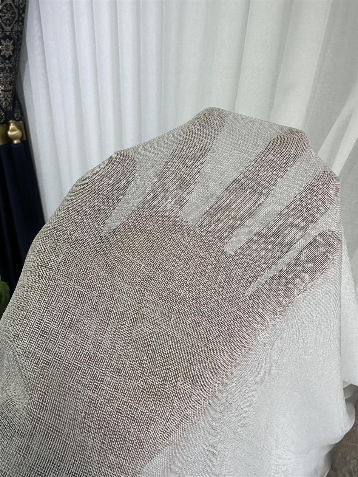 Foldet Keten 1.Kalite Tül Perde- Kırık Beyaz