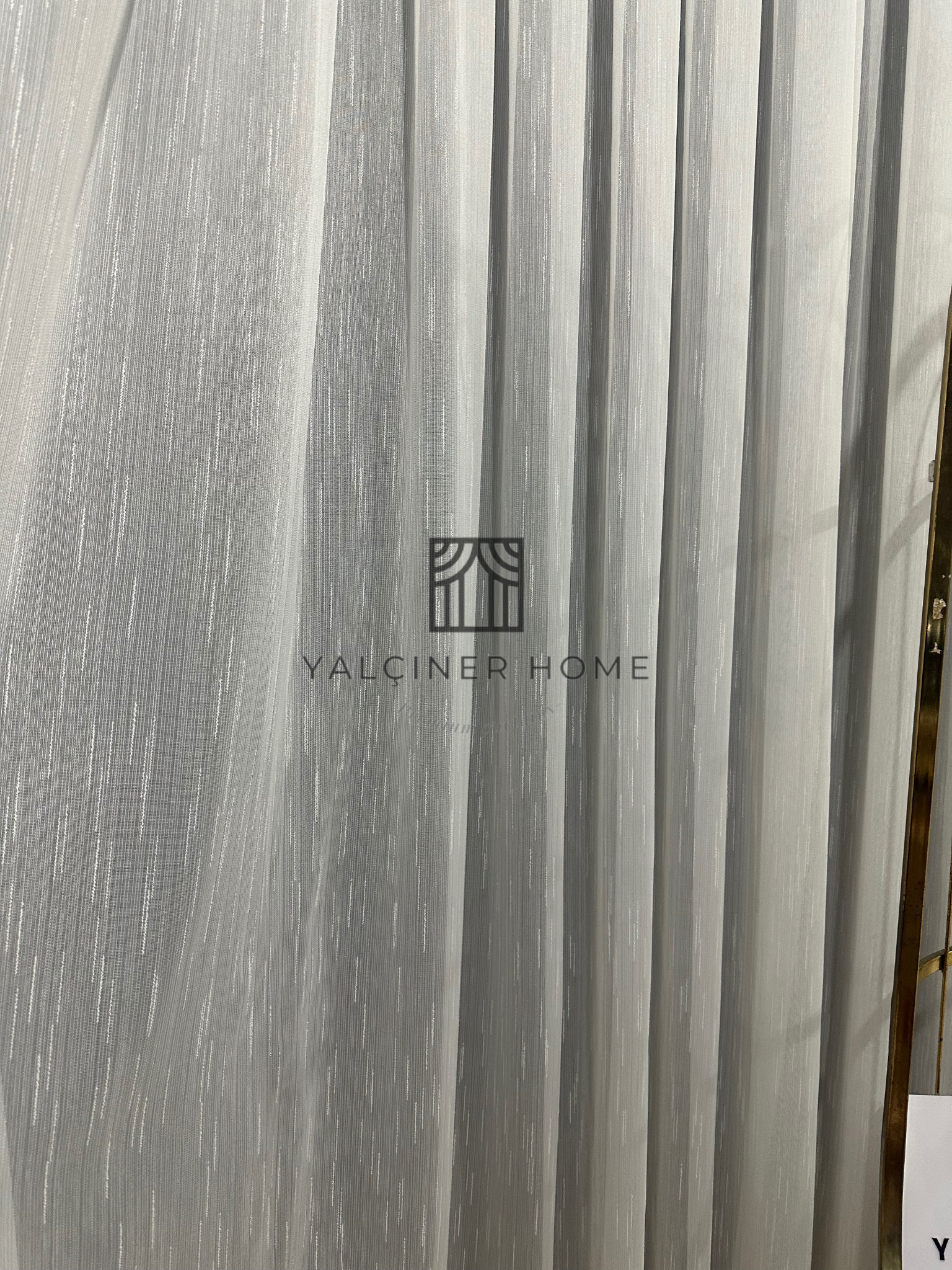 Şantuklu Bambu Zemin 1x3 Şık pile Tül Perde- Kırık beyaz 