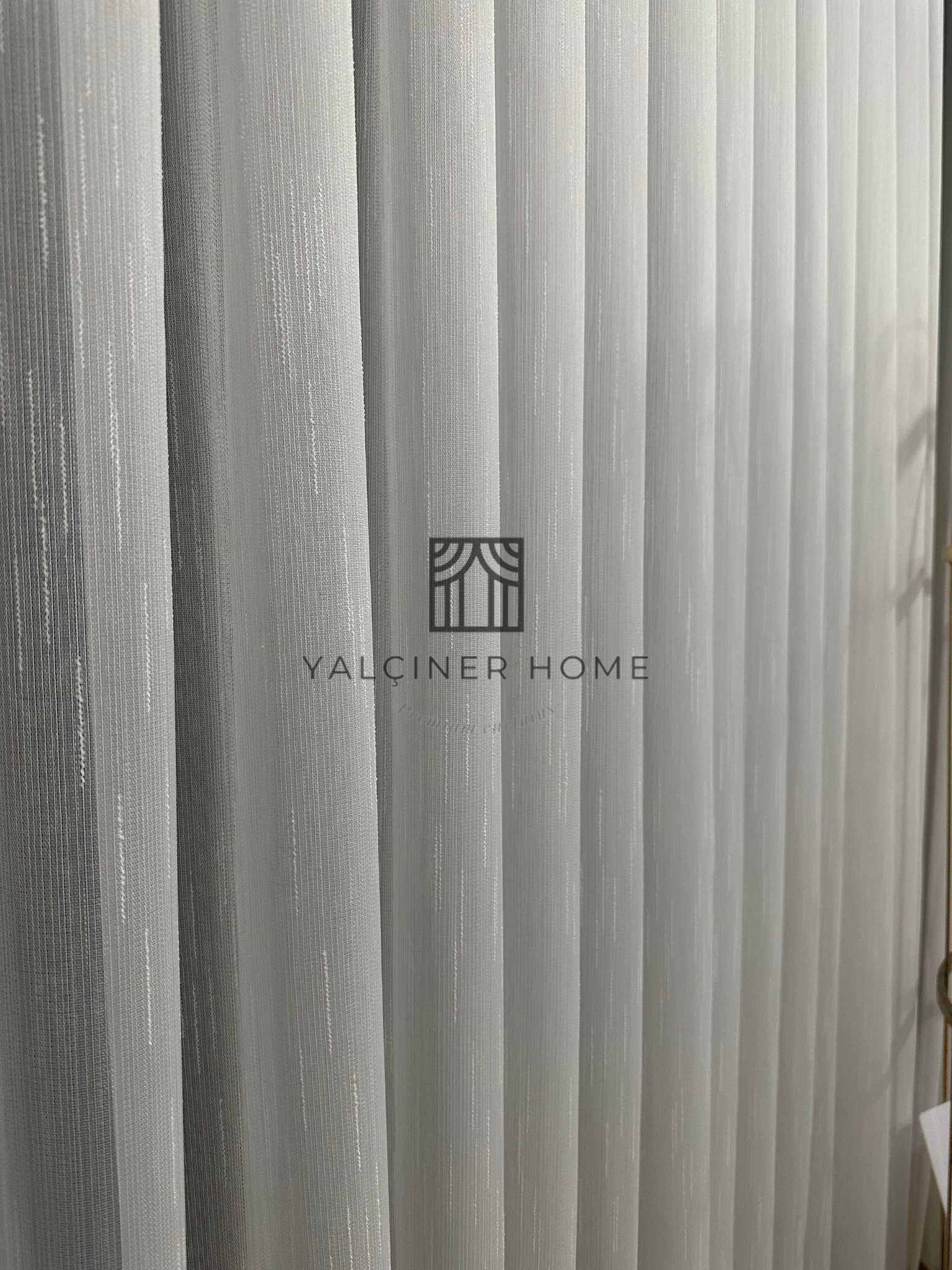 Şantuklu Bambu Zemin 1x3 Şık pile Tül Perde- Kırık beyaz 