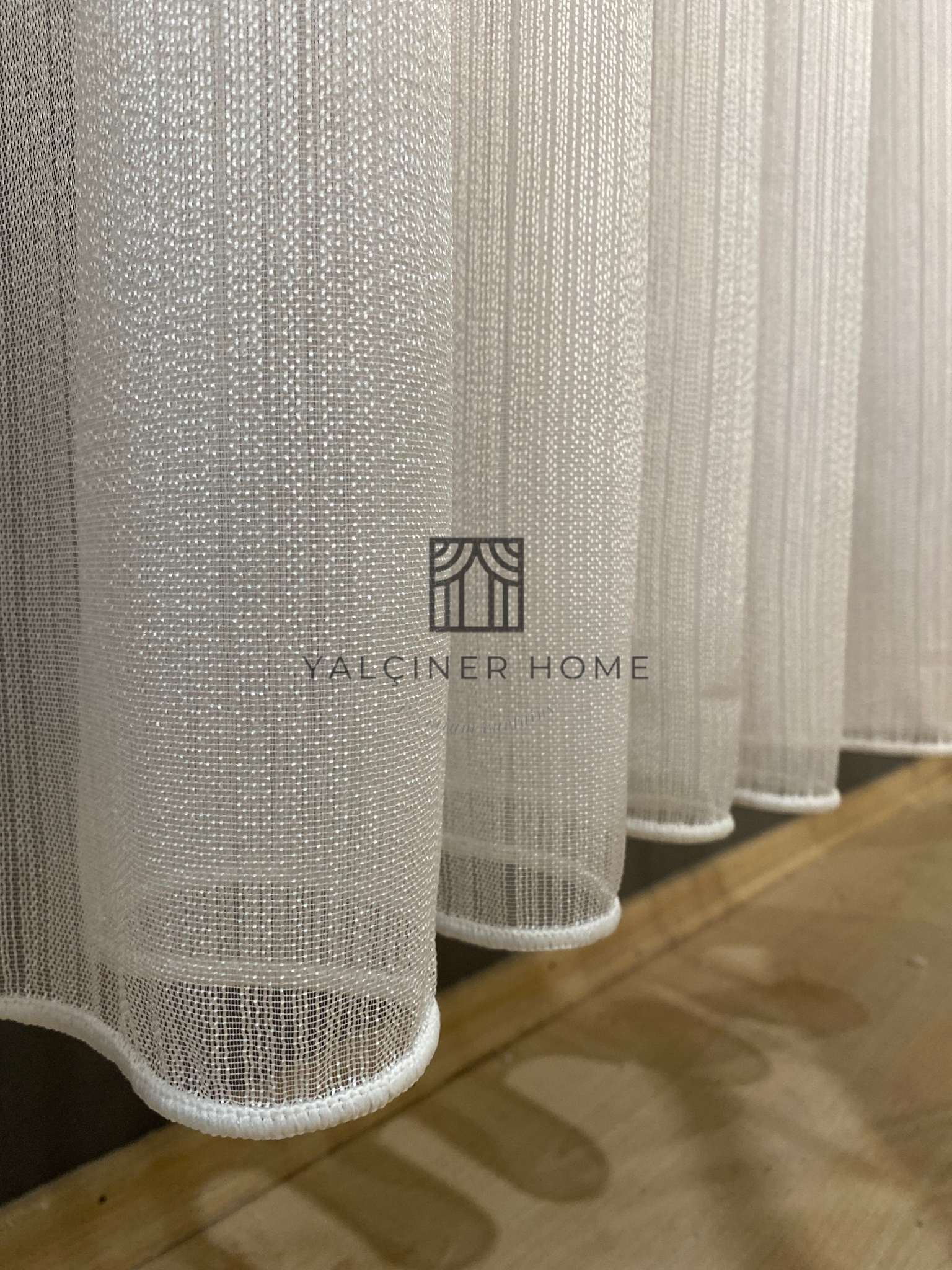 Yalçıner Home  Beyaz Kanada Tül Perde 1x3 Sık Pile -