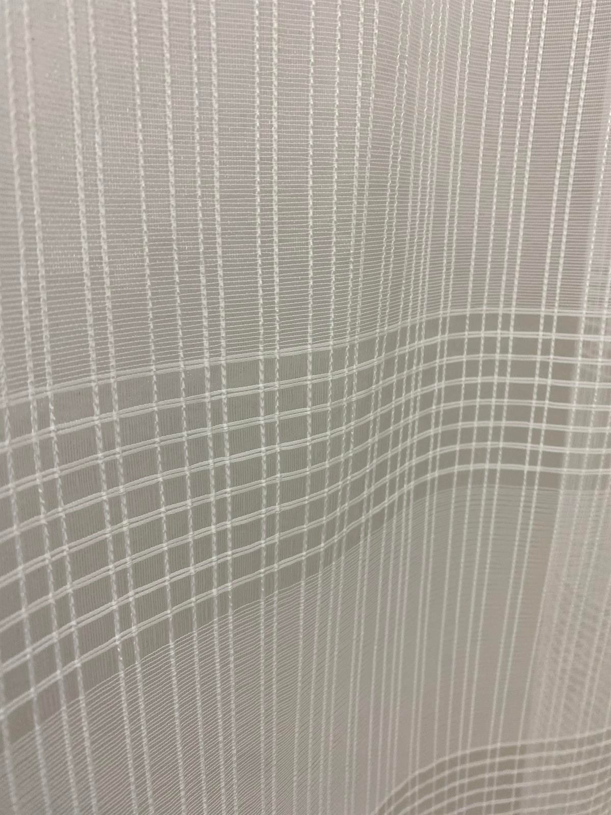 Zincir Dikey Yatay Çizgili 1x3 Sık Pile Tül Perde- Ekru