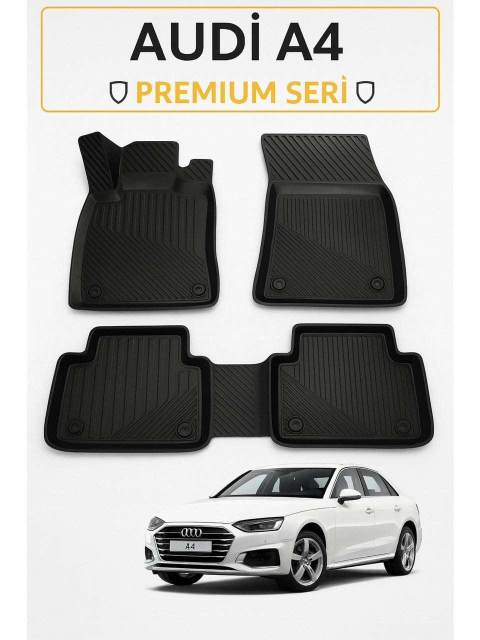 Audi A4 2008 Sonrası Uyumlu 3D Kauçuk Oto Paspas – Premium Seri