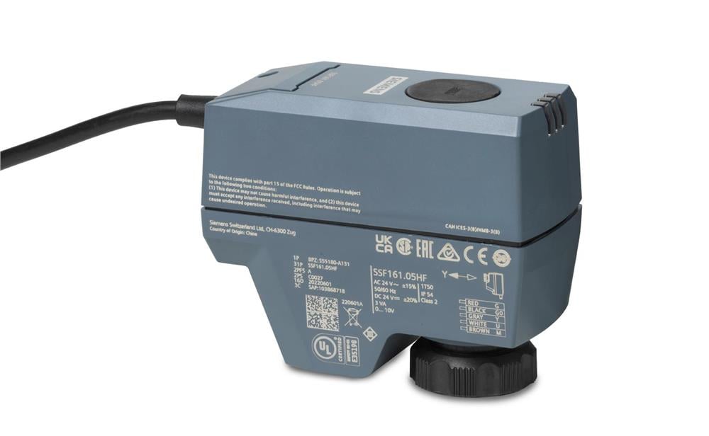 SiemensSSF161.05HFSiemens SSF161.05HF Lineer Vana Motoru AC/DC 24 V, DC 0...10 V, Oransal Kontrol, 200 N2 ve 3 Yollu Vana Motorları