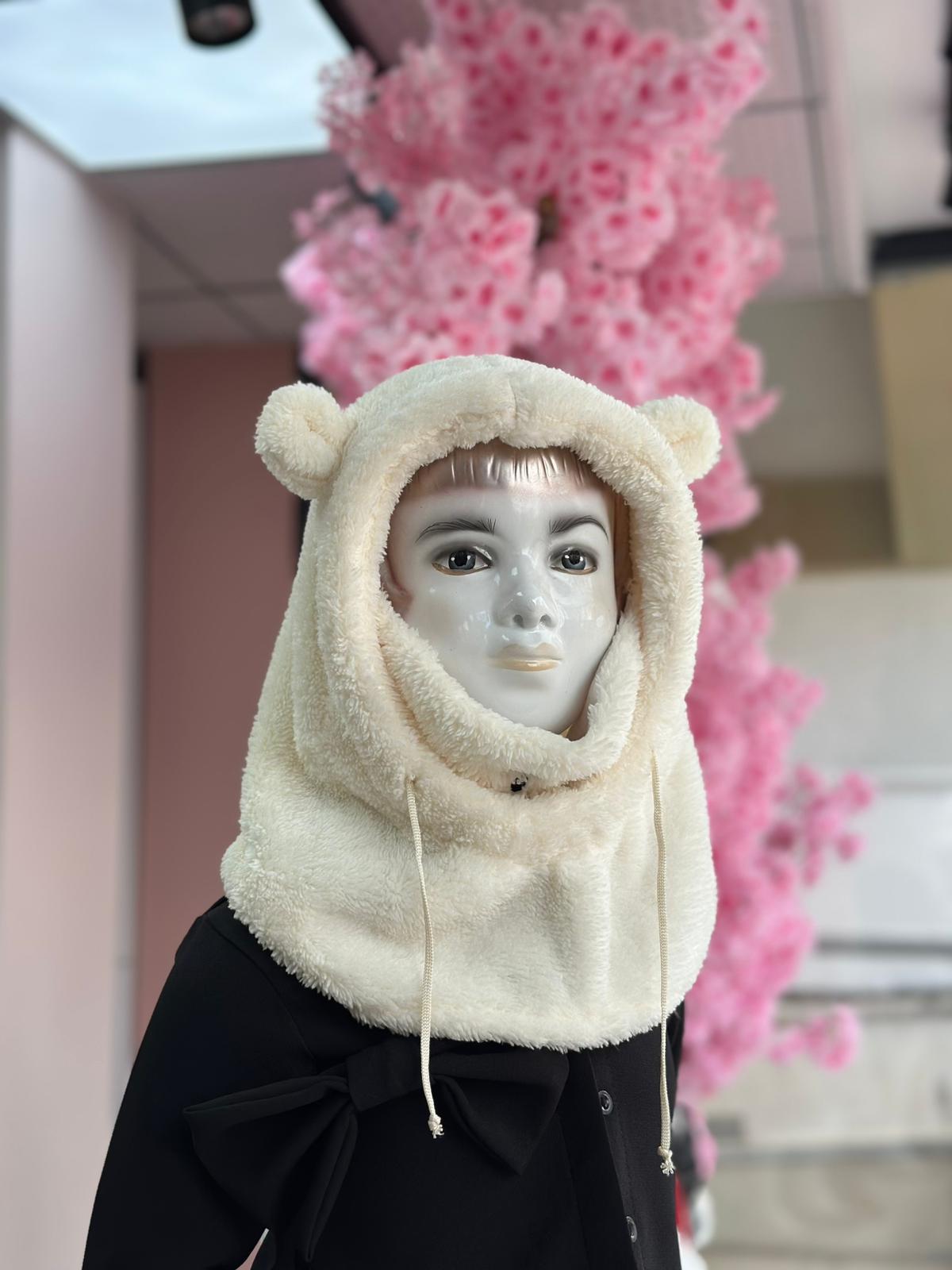 Açık Krem Pembe Teddy Şapka&Atkı