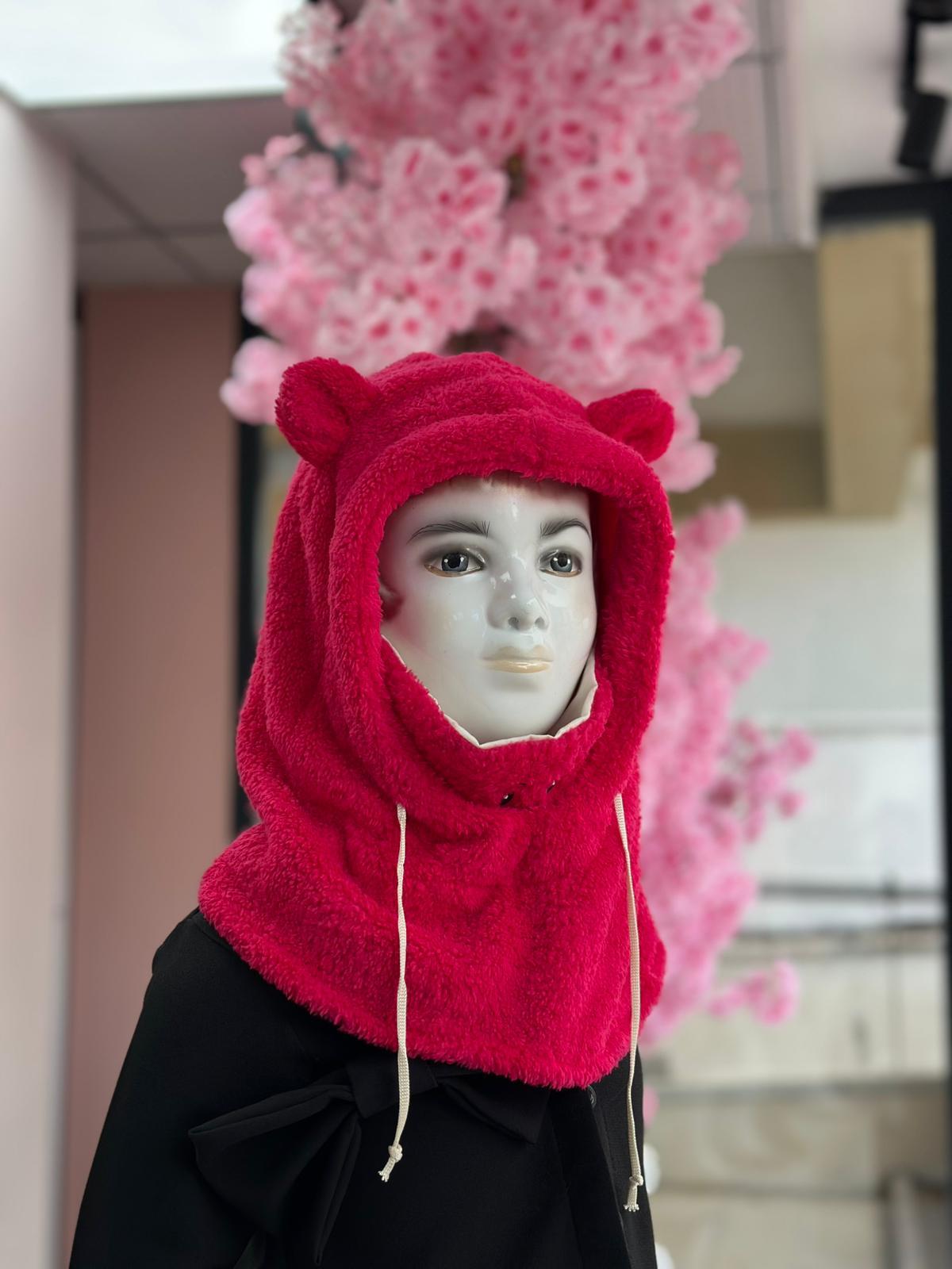 Fuşya Pembe Teddy Şapka&Atkı