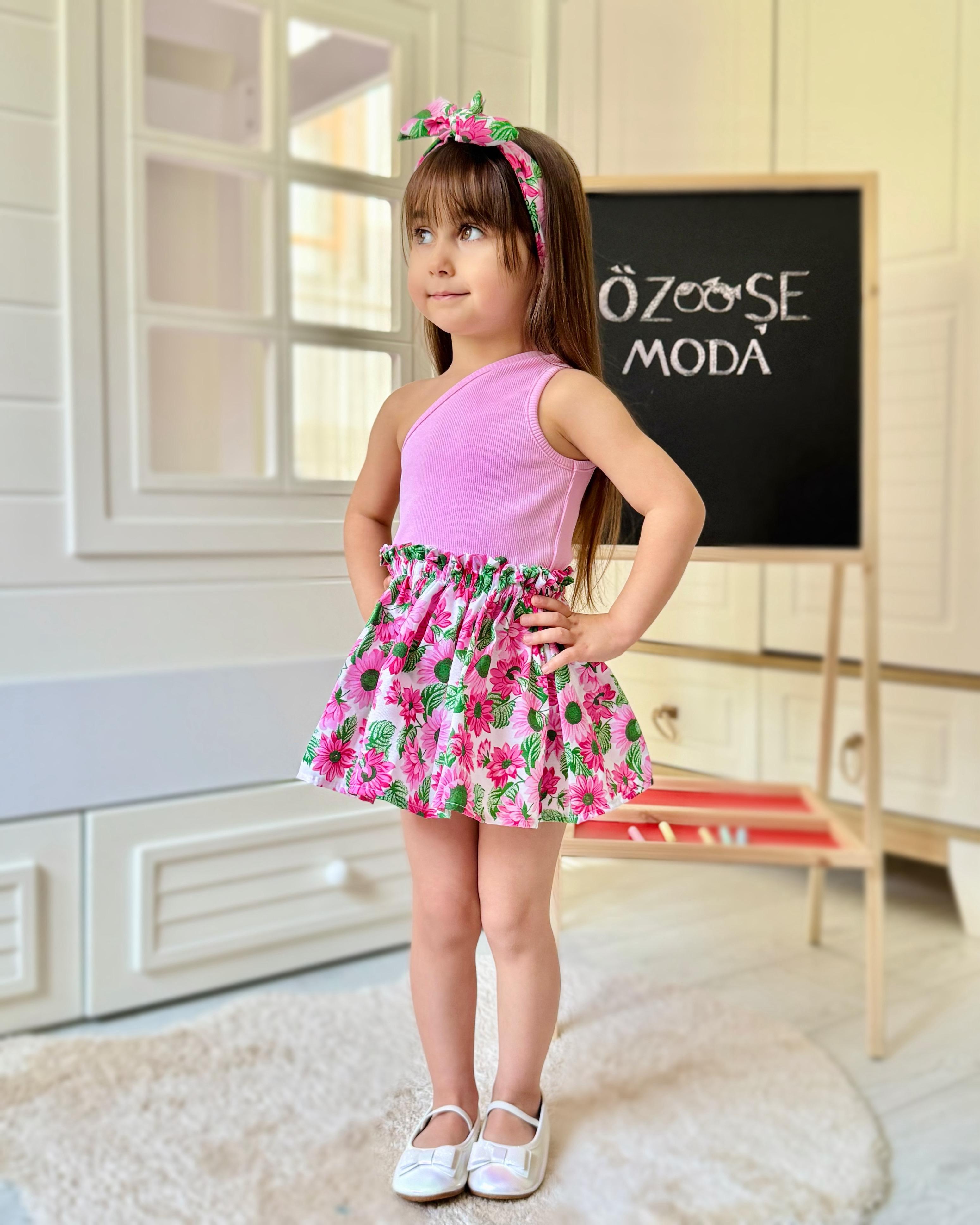 Pembe Crop Ayçiçek Takım