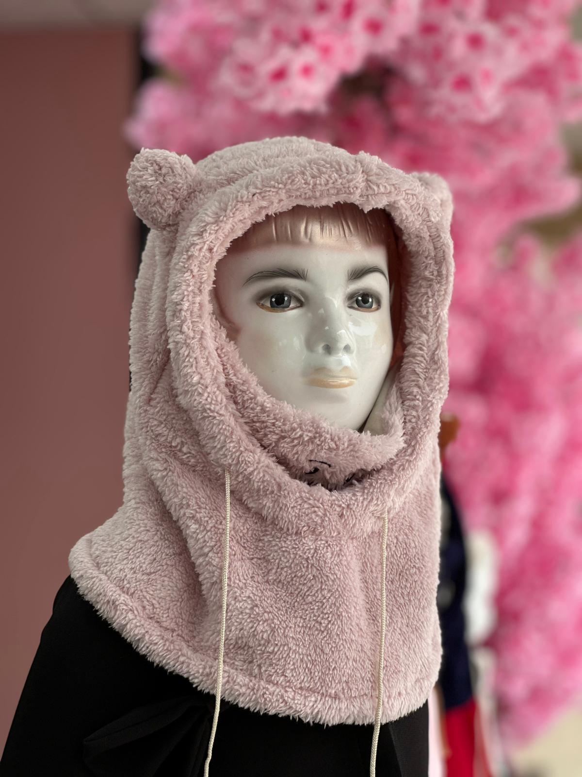 Pudra Pembe Teddy Şapka&Atkı