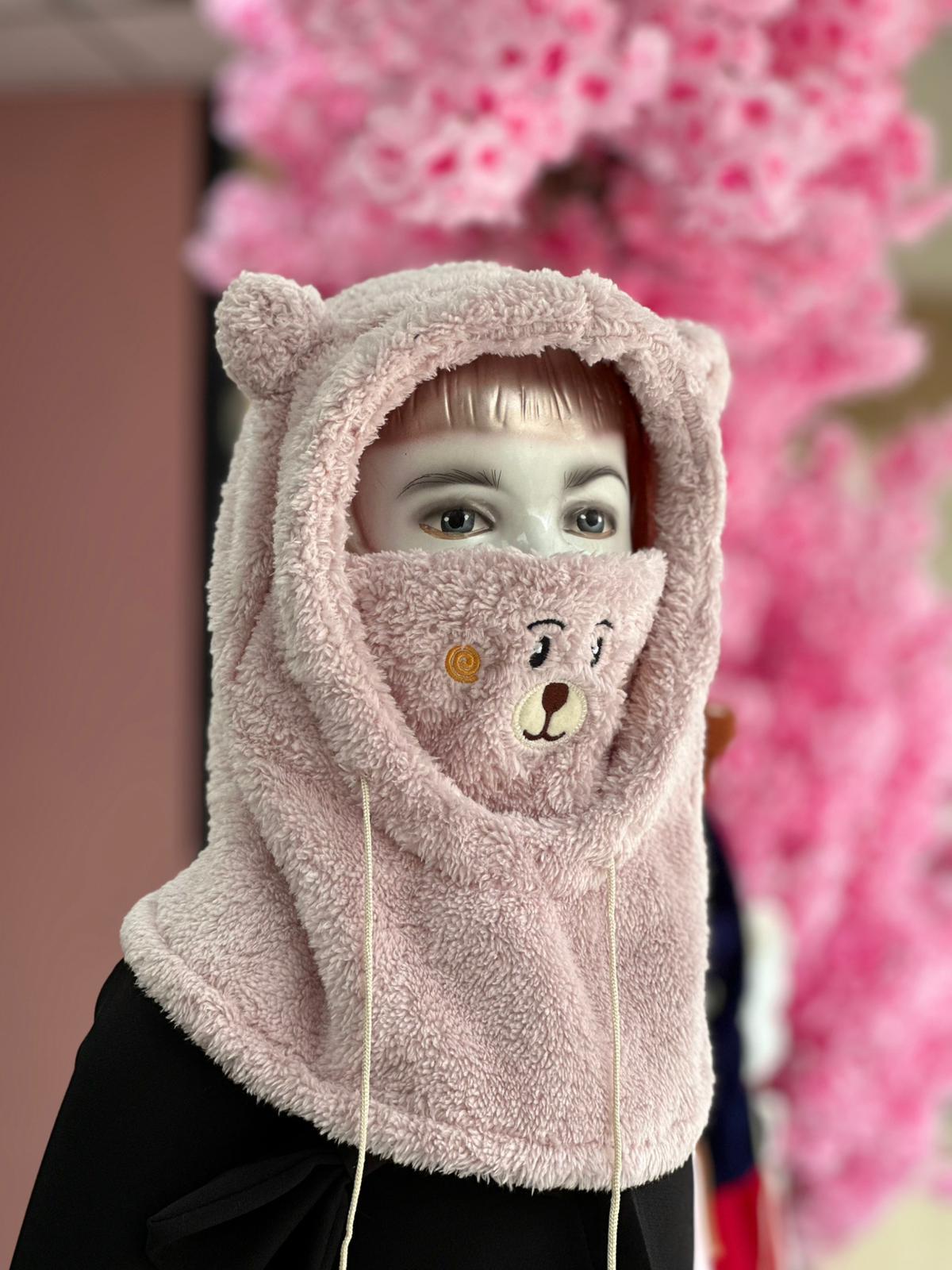 Pudra Pembe Teddy Şapka&Atkı