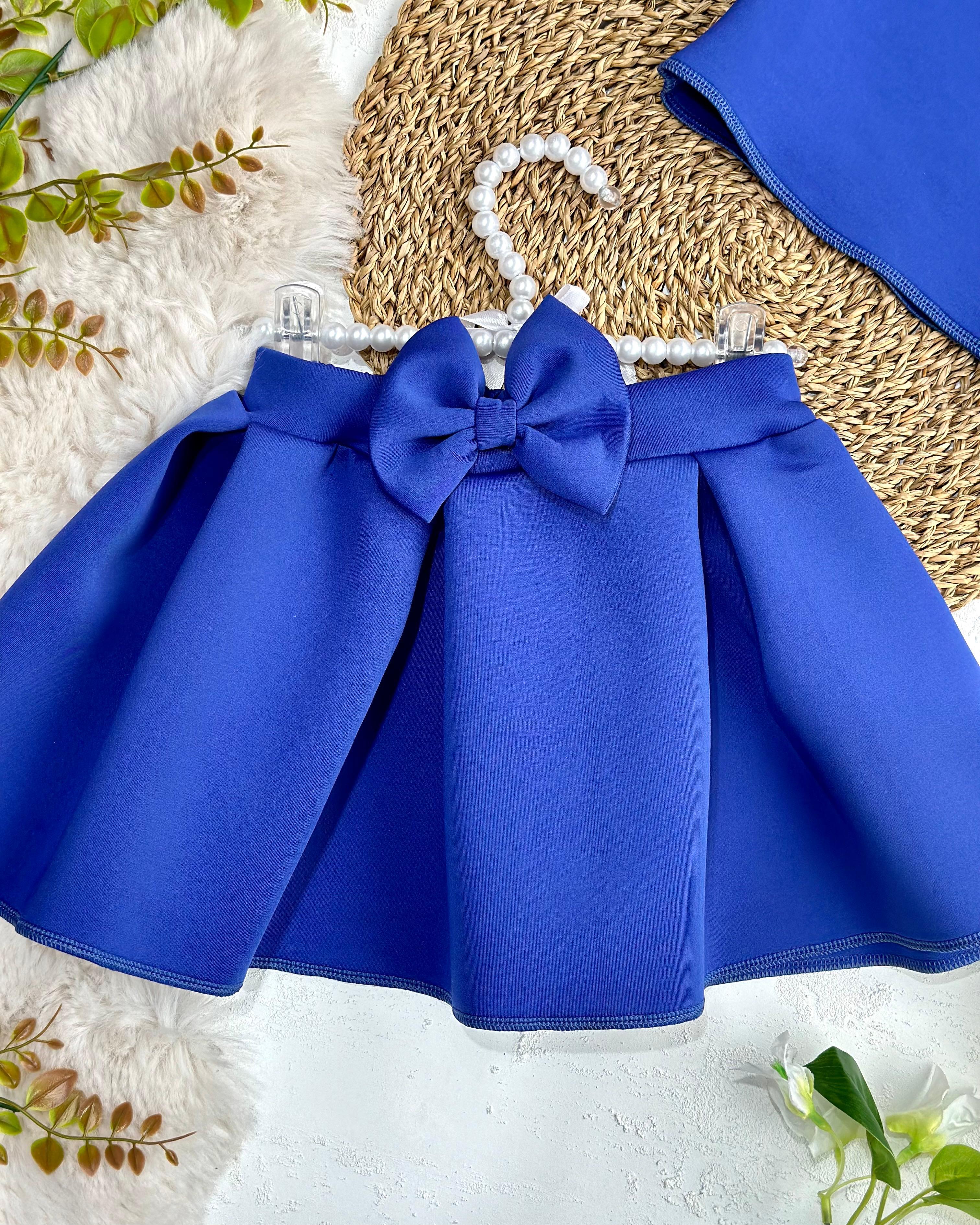 Saks Mavisi Scuba Crop Etekli Takım