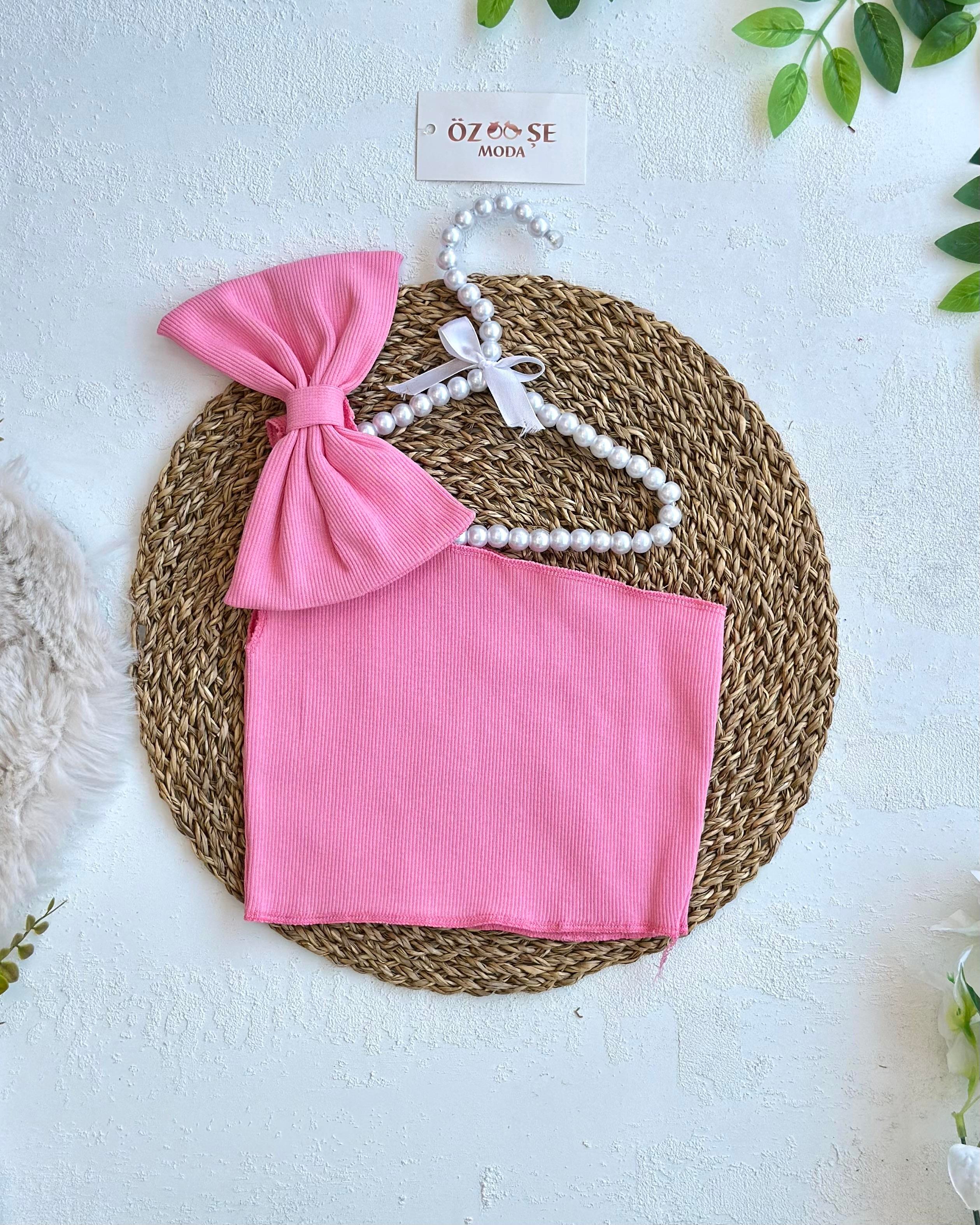 Toz Pembe Renk Fiyonk Croplar