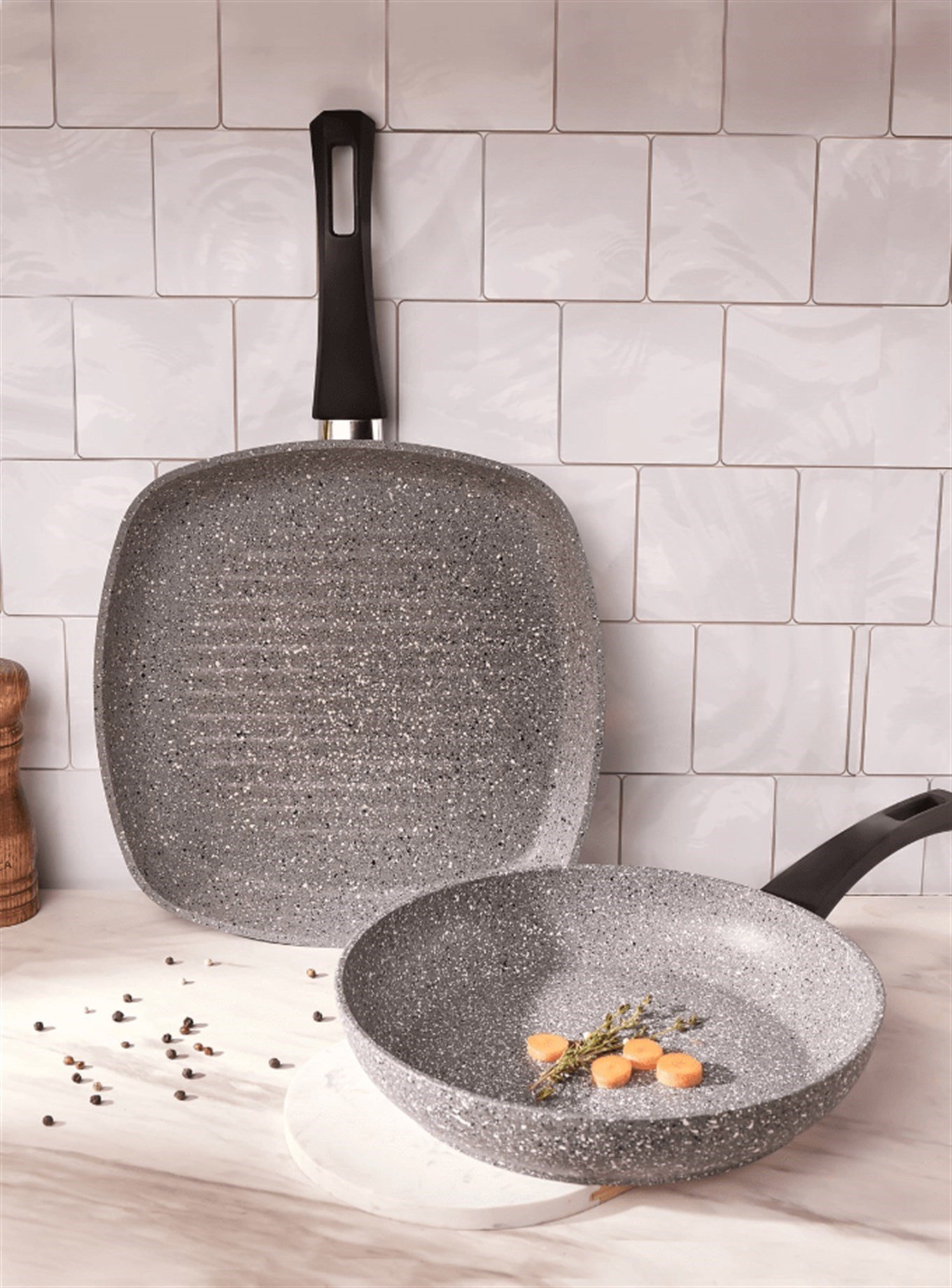 Karaca Gris Bio Granit Tava ve Grill Seti