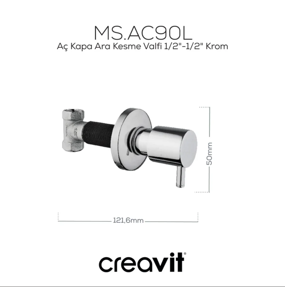 Creavit AC90L 1/2'' Aç-Kapa Ara Kesme Valfi