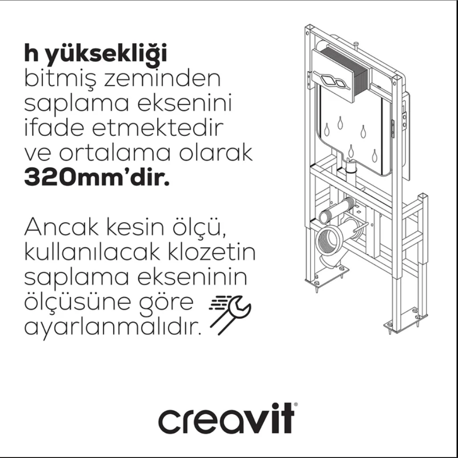Creavit Asma Klozet İçin Gömme Rezervuar Seti