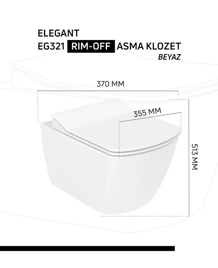 Creavit Elegant Rim-Off Asma Klozet + Kapak