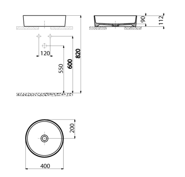Creavit Loop Yuvarlak Çanak Lavabo, 40 cm Beyaz