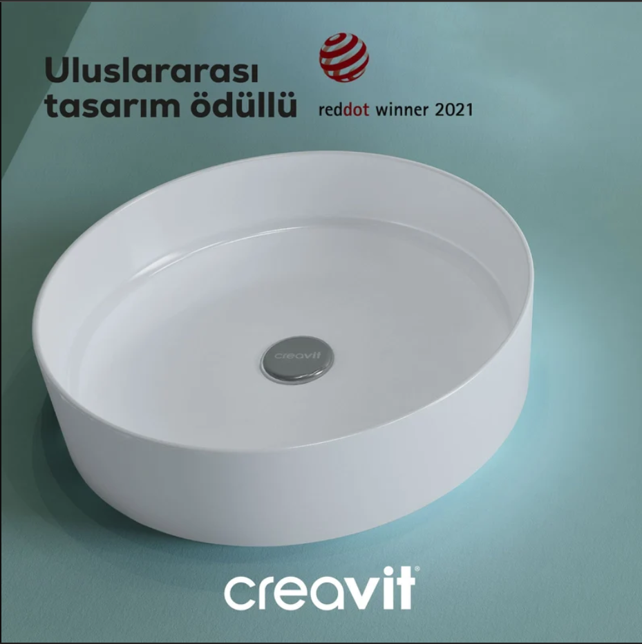 Creavit Loop Yuvarlak Çanak Lavabo, 45 cm Beyaz