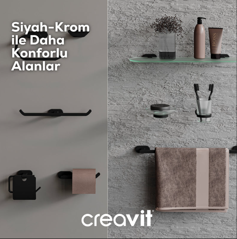 Creavit Planet Tuvalet Fırçalığı (Mat Siyah)