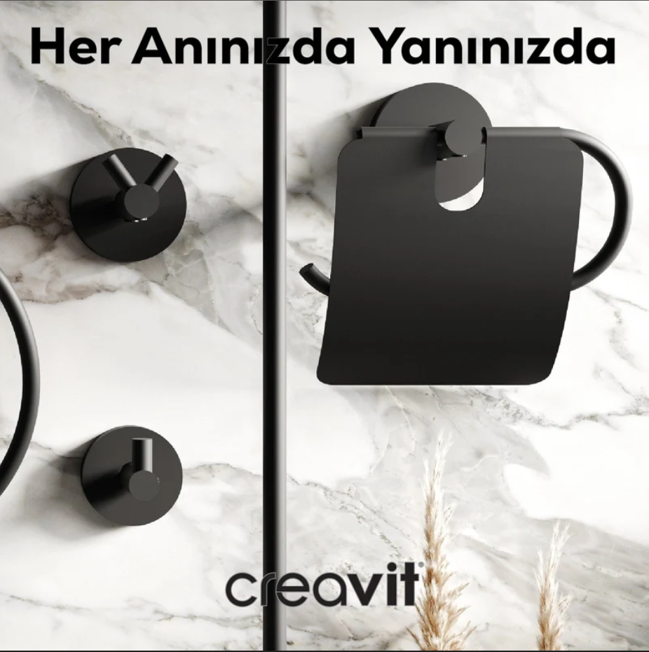 Creavit Planet Tuvalet Kağıtlığı (Mat Siyah)
