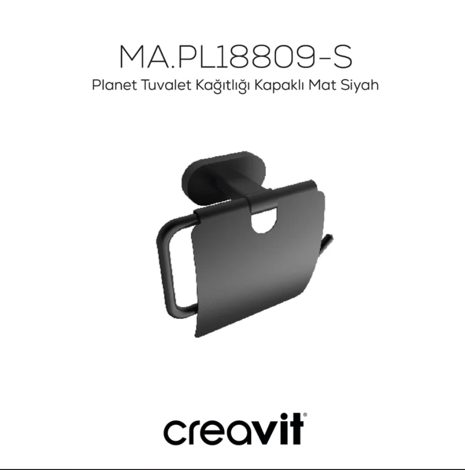 Creavit Planet Tuvalet Kağıtlığı (Mat Siyah)