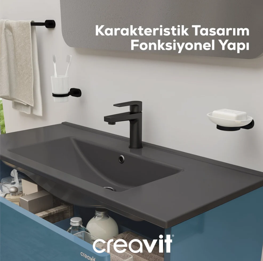 Creavit Sharp Lavabo Bataryası (Siyah)