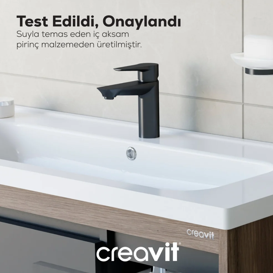 Creavit Sharp Lavabo Bataryası (Siyah)