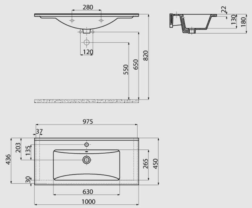 Creavit Su Etajerli Lavabo 100 cm