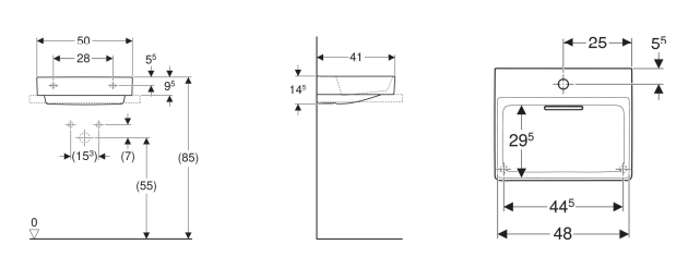 Geberit One Çanak Lavabo 40x50 Dikdörtgen