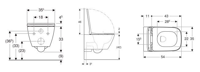Geberit Smyle Square Rimfree Asma Klozet + Kapak