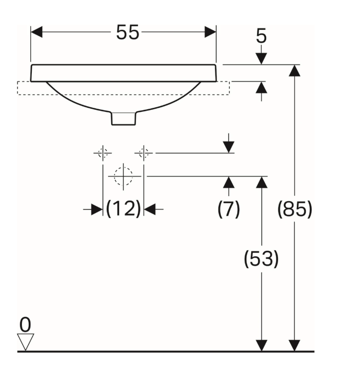 Geberit Variform Tezgahüstü Lavabo 45x55 cm Batarya Delikli