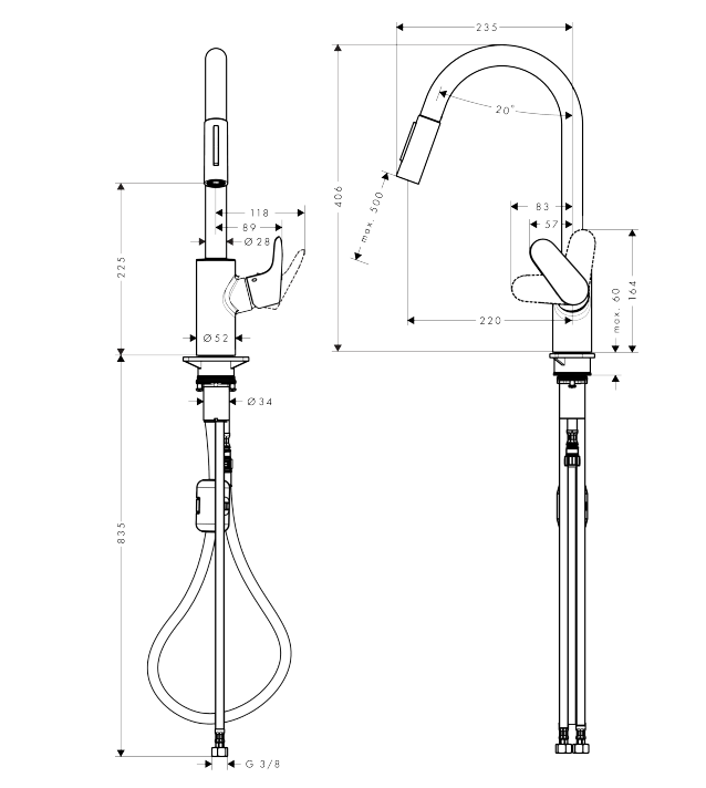 Hansgrohe Focus M41 Tek Kollu Eviye Bataryası