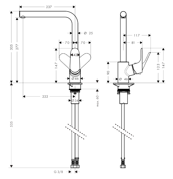 Hansgrohe Focus M41 Tek Kollu Eviye Bataryası