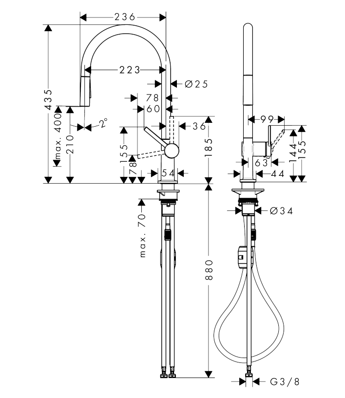 Hansgrohe Talis M54 Eviye bataryası