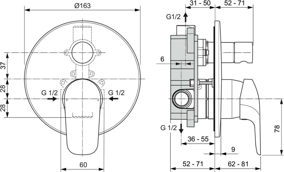 Ideal Standard Ceraflex Gagalı Ankastre Banyo ve Duş Seti · Krom