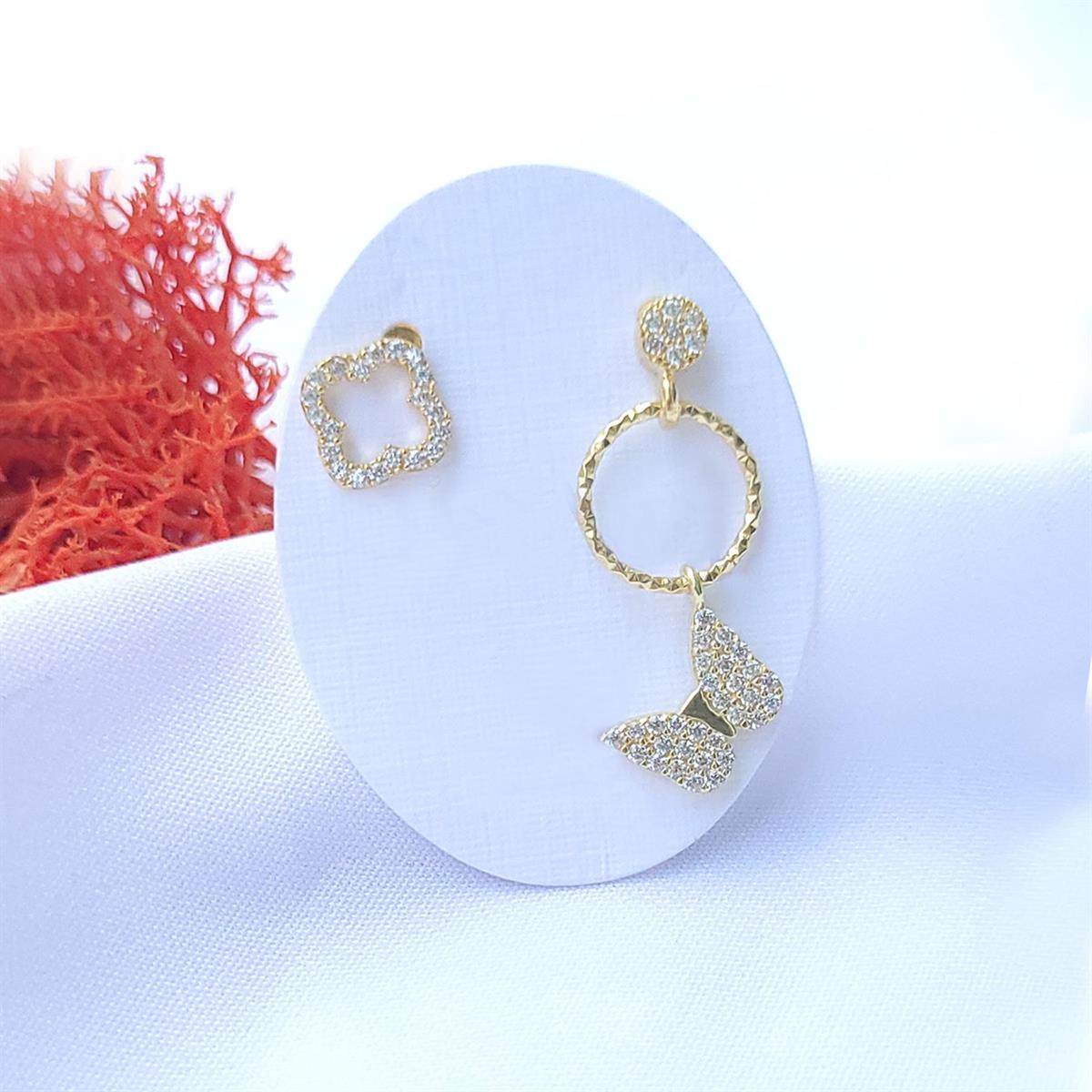  Kelebekli Yonca Gümüş Küpe