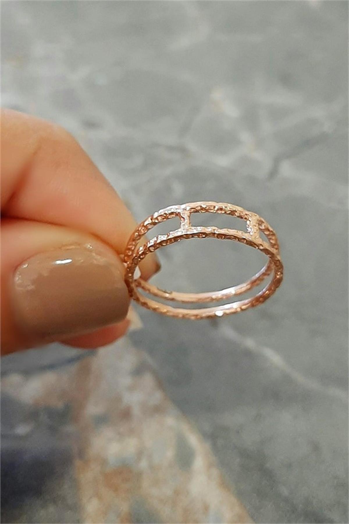 Gümüş İki Sıralı Yüzük