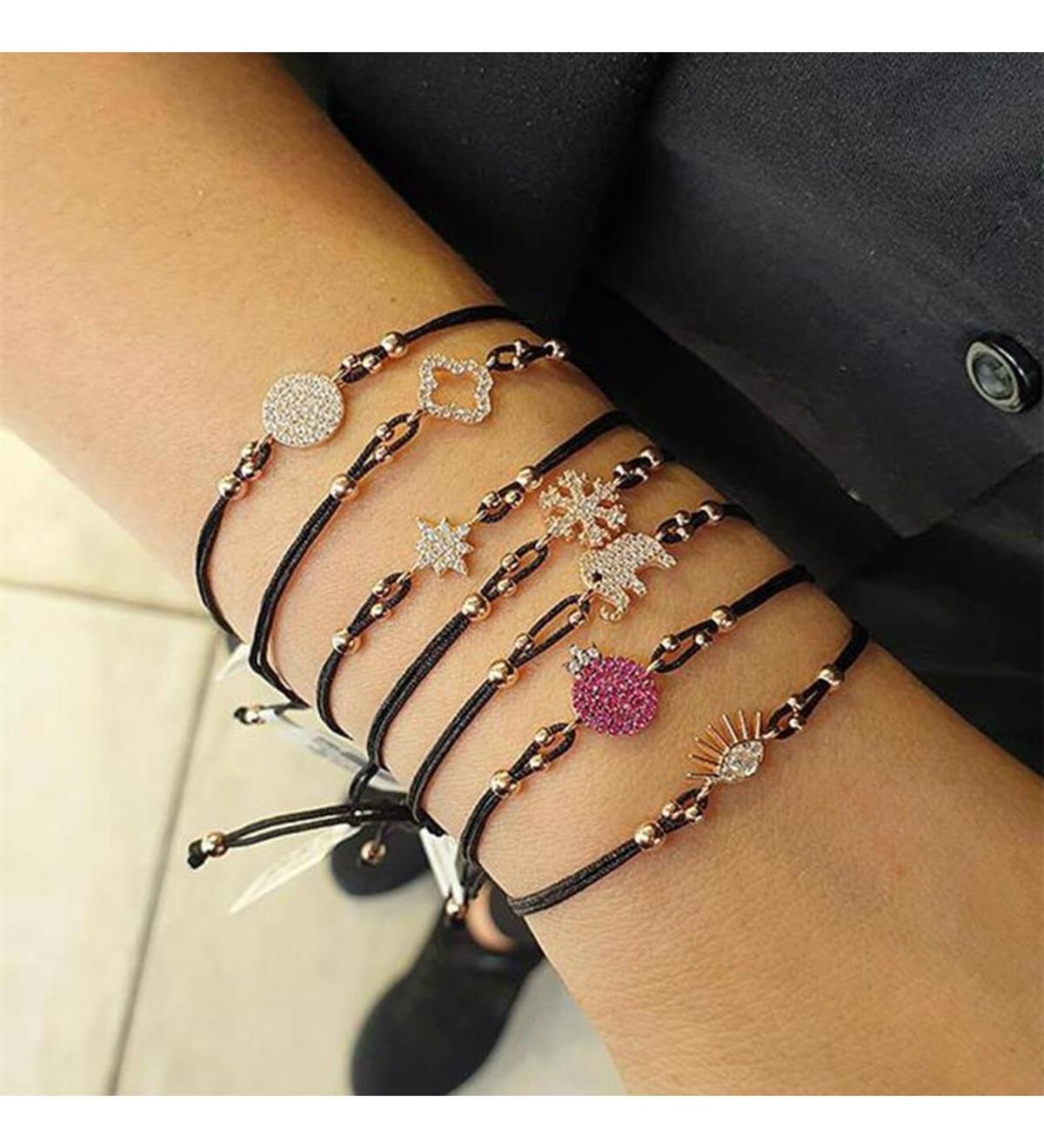 Gümüş İpli Taşlı Bileklik